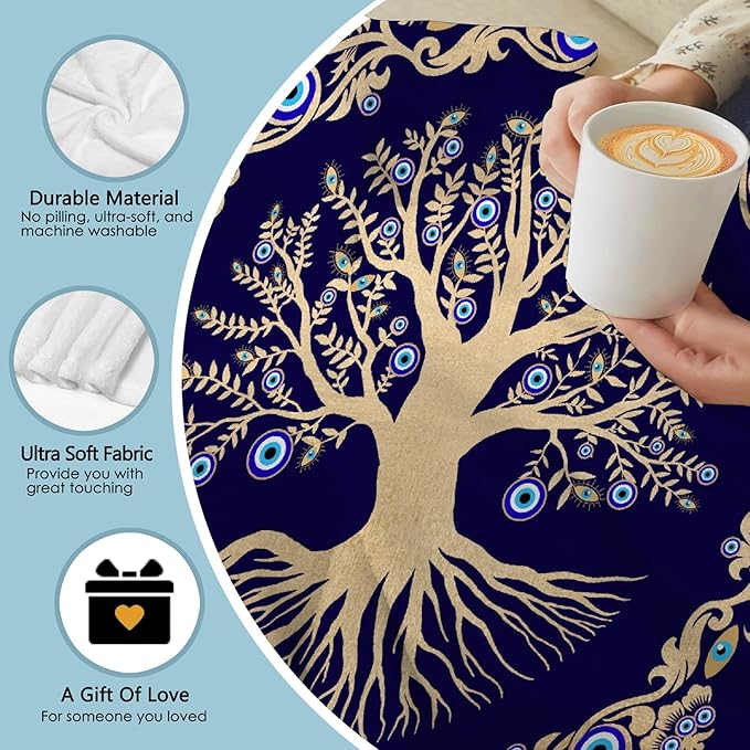 Evil Eyes Throw Blanket|Evil Eye Decor for Boys Girls|Plush Cozy Warm Tree Of Life Blanket Couch Sofa Bed|Magic Evil Eye Pattern,50''x60'' Spiritual Evil Eye Teens