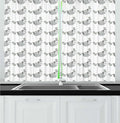 Lunarable Sloth Kitchen Curtains, Repetitive Pattern of Lazy Animals Hang on Branches, Window Drapes 2 Panel Set for Kitchen Cafe Decor, 55" x 24", Blue Grey Jade Green