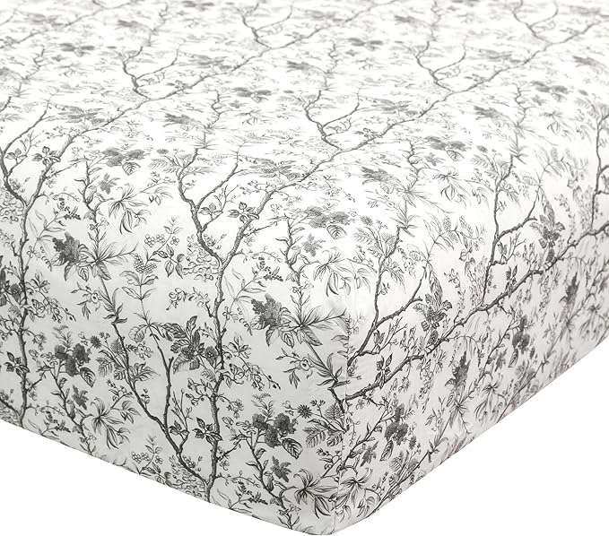 Modern Threads Silky Soft Microfiber and Wrinkle Free Sheets - Luxurious Microfiber Bed Sheets Includes Flat Sheet, Fitted Sheet with Deep Pockets, & Pillowcases Grey Garden Toile, Queen