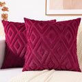 decorUhome Christmas Couch Throw Pillow Covers 26x26 Set of 2, Decorative Soft Plush Faux Wool Neutral Accent Pillow Covers for Bed Sofa Living Room, Burgundy