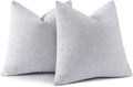 decorUhome Chenille Decorative Throw Pillow Covers 26x26 Set of 2, Farmhouse Textured Square Neutral Solid Accent Pillow Covers for Couch Sofa Bed Living Room Home Decor, Grey White