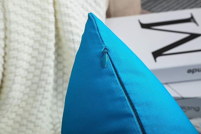 TangDepot Handmade Decorative Solid 100% Cotton Canvas Throw Pillow Covers/Pillow Shams, (12" x18" , Pacific Blue, 1 Count (Pack of 1))