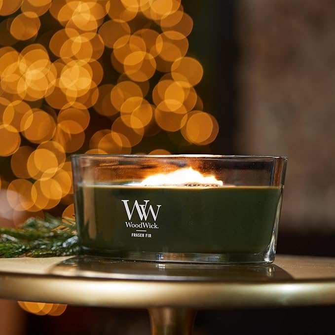 Woodwick Ellipse Scented Candle Frasier Fir Scented Up to 50 Hours Burn Time Great for Any Home Decoration or Holiday Gift Ideas 16oz