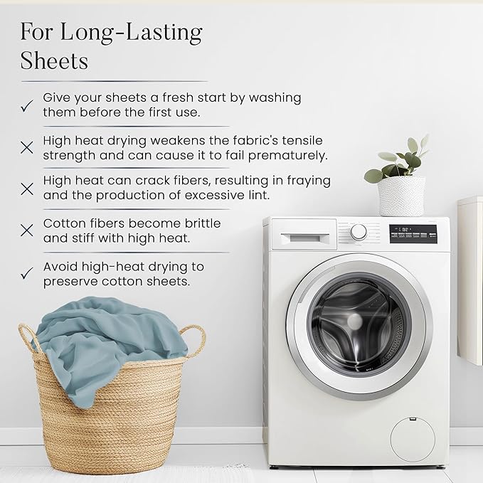 100% Cotton Sheets Queen Size Set- 1000 Thread Count Queen Size Sheets Set, Luxury Hotel Sheets, Soft & Smooth Sateen Weave, Cooling Sheets, 15" deep fitted sheets queen size- French Blue