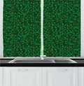 Lunarable Nature Kitchen Curtains, Botanical Swirls Leaf Details and Dot Shaped Berries, Window Drapes 2 Panel Set for Kitchen Cafe Decor, 55" x 24", Green Dark Green