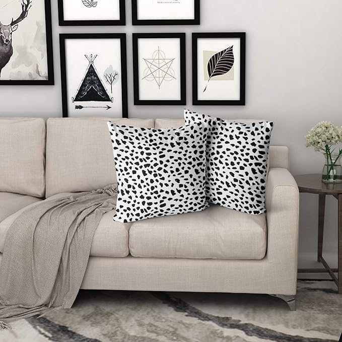 Polka Dot Throw Pillow Cover 2pcs Animal Print Pillow Covers 18x18 Inch Dalmatian Pillow Cover Polka Dots Decorative Throw Pillow Covers Dalmatian Spots Dog Dots Pillowcase Cushion Home Décor