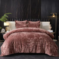 Ivellow Crushed Velvet Comforter Set Queen,Set, 5pcs Ultra SoftPink Luxury Cozy Flannel Queen Size (1 Comforter,2 Pillow Shams, 2 Euro Blush Pink