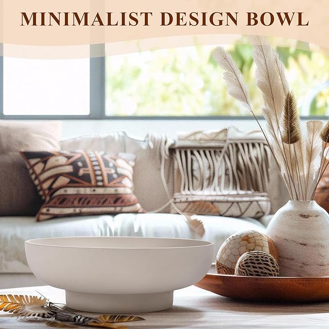 Large Decorative Concrete Bowl, Modern Handicraft Bowls for Home Decor, Decorative Fruit Bowl for Kitchen Counter, Stylish Key Bowl for Entry Table, Gray