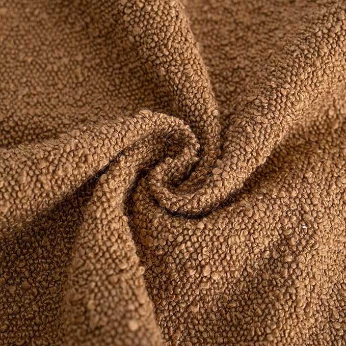 Foindtower Textured Boucle Throw Pillow Covers Accent Solid Pillow Cases Cozy Soft Decorative Couch Cushion Case for Chair Sofa Bedroom Living Room Home Decor, 18 x 18 Inch,Tobacco