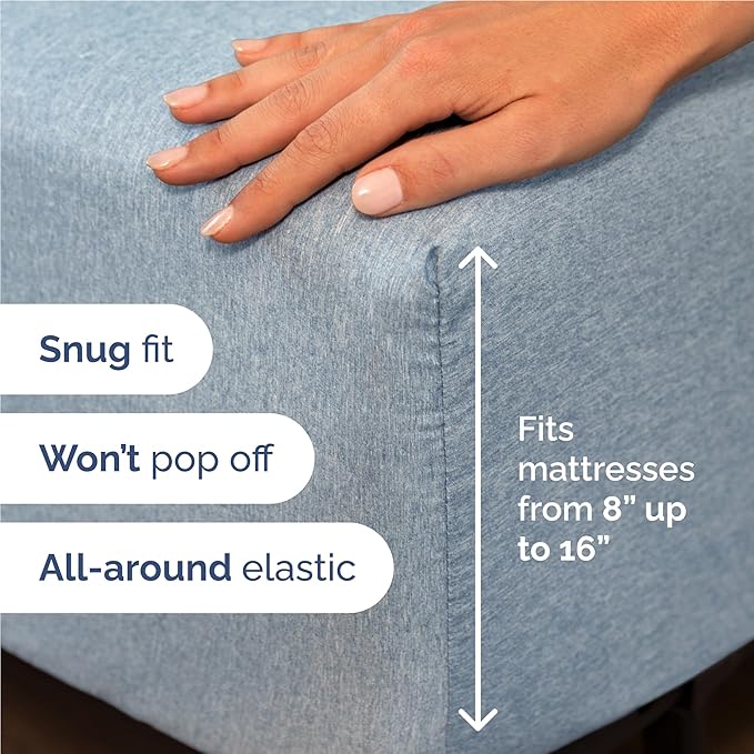 Full Size 4 Piece Sheet Set - Comfy Breathable & Cooling Bed Sheets Set - Hotel Luxury Bedding for Women, Men, Kids, Teens, Boys & Girls - Deep Pockets, Soft & Wrinkle Free - Blue (Heathered Sheets)
