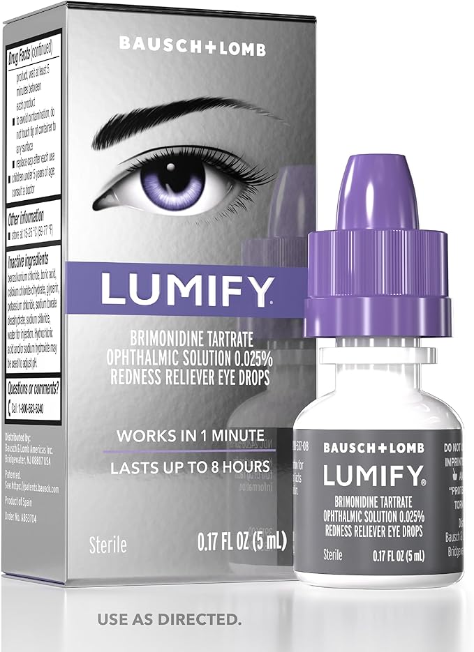 LUMIFY Eye Drops for Red Eyes, Redness Reliever for Brighter Looking Eyes, Works in 1 Minute & Lasts Up to 8 Hours, Eye Drops, 0.17 Fl Oz (5 mL)
