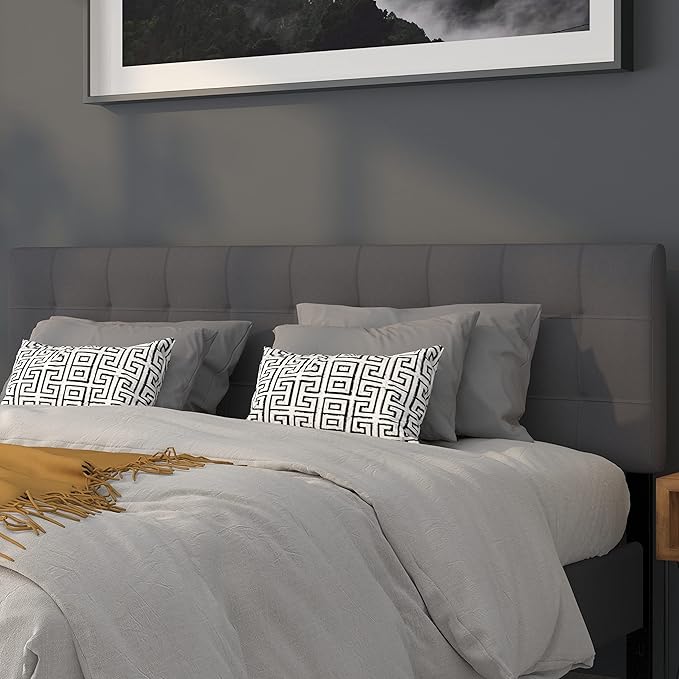 Flash Furniture Bedford Tufted Upholstered King Size Headboard in Dark Gray Fabric