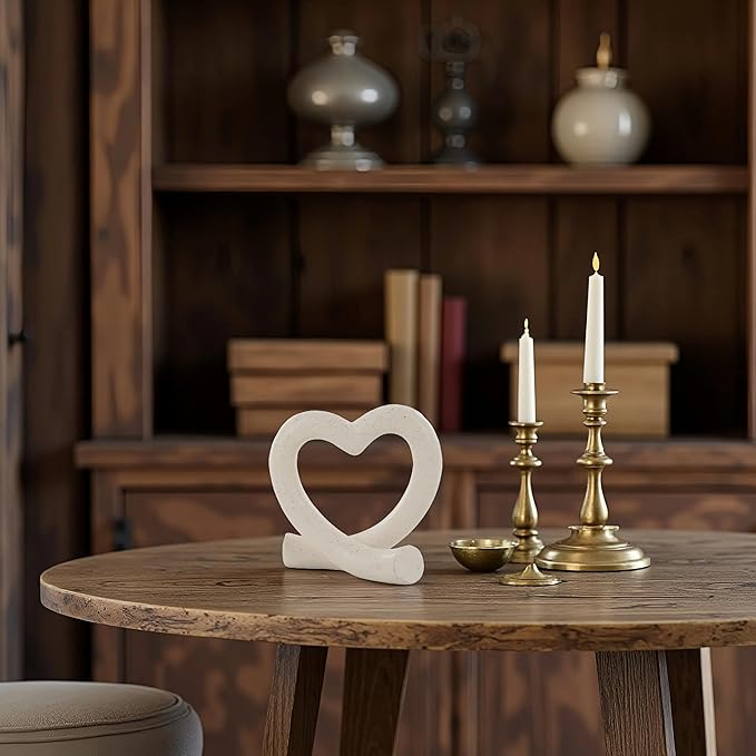 Heart Sculpture Home Decor - Love Line Modern Aesthetic Statue - Unique Ornaments Decorations for Living Room, Coffee Table, Bedroom, Shelf - Romantic Gifts for Lover