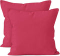 Encasa XO Throw Pillow Covers 16x16 in Set of 2 Hot Pink | No Inserts | Cotton Pillow Covers for Living Room, Bed, Sofa, Couch | Decorative Cushion Covers with Improved Zippers