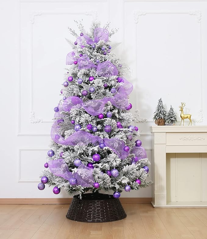 Christmas Ball Ornaments Light Purple Christmas Tree Decorations with Hang Rope-36pcs Shatterproof Christmas Ornaments Set with 6 Styles in 3 Sizes(Small Medium Large)