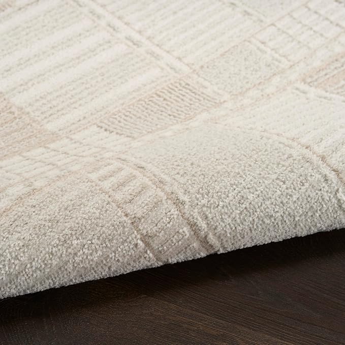Nourison Nordic Ivory Beige 4' x 6' Scandinavian Area Rug - Easy Clean, Non Shedding, Bed Room, Living Room, Dining Room, Kitchen (4' x 6')