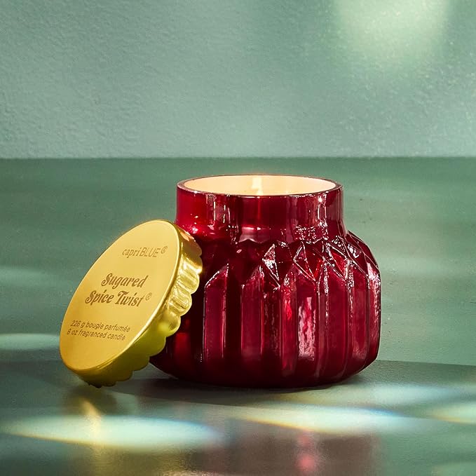 Capri Blue Royal Gem Holiday Candles - Jar Candles - Soy Wax Blend with Glass Candle Holder - Scented Candles for Home (Sugared Spice Twist, 8 oz)