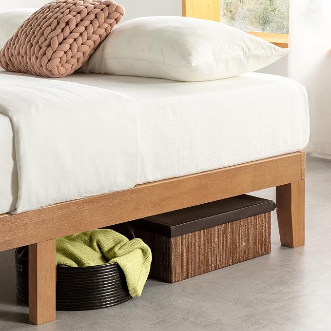 Mellow Naturalista Classic 12-Inch Solid Wood Platform Bed | Wooden Slats, No Box Spring Needed, Easy Assembly | Twin, Natural Pine