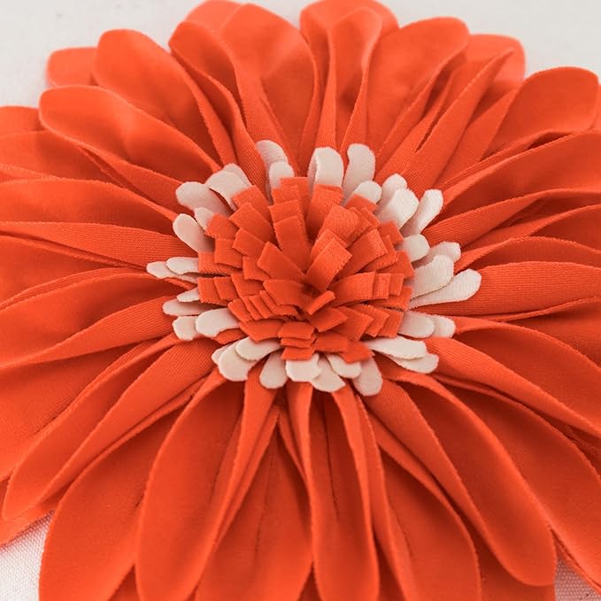 JWH Decorative Flower Throw Pillow Covers 3D Sunflower Pillow Case Velvet Cushion Floral Pillowcase for Bed Living Room Couch Chair 18x18 Inches Creamy White Orange
