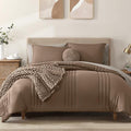 Monbix King Size Comforter Set - 7 Pieces Bed in a Bag King, Raw Umber Bedding Sets with Comforter, All Seasons Down Alternative Comforter Bed Set with Sheets, Pillowcases & Shams