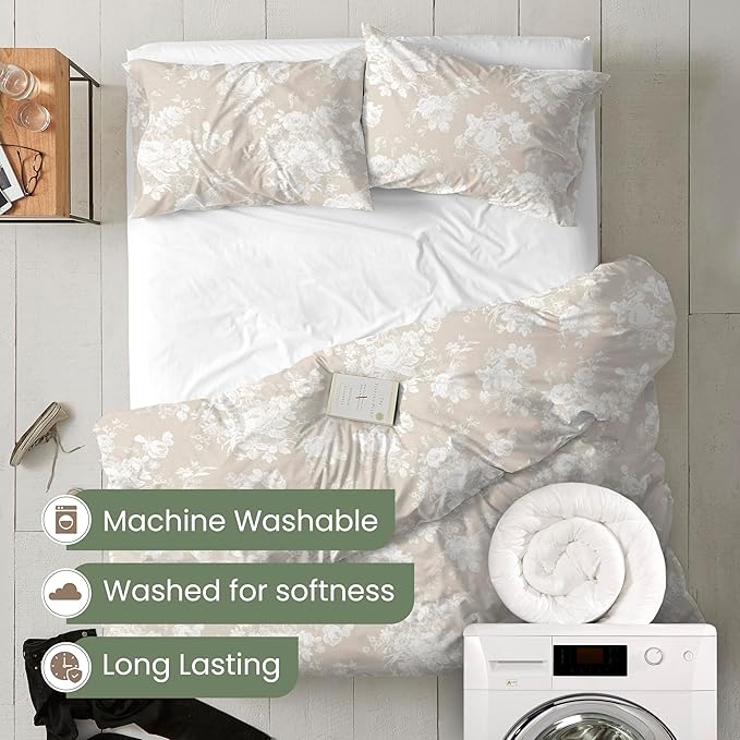 Martex EcoPure Comfort Wash 2-Piece Print Twin Comforter Set – 100% Organic Cotton - All-Season - Breathable & Lightweight – Easy Care – Sienna