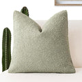 Foindtower Decorative Textured Boucle Throw Pillow Covers Accent Solid Pillow Cases Neutral Soft Cozy Couch Cushion Case for Chair Sofa Bedroom Living Room Home Decor 18x18 Inch,1PC,Dirty Sage Green
