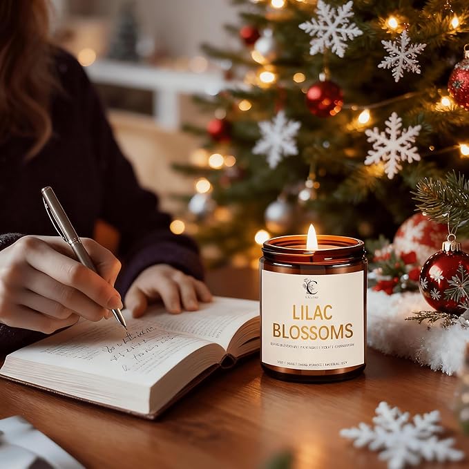 28oz Scented Candles Set, 4Pack Floral Chirstmas Halloween Candles 7oz Candle, Birthday Gifts for Women Long Lasting Soy Wax Candle Non Toxic for Home Decor Aromatherapy, Rose/Lemon/Gardenia/Lilac