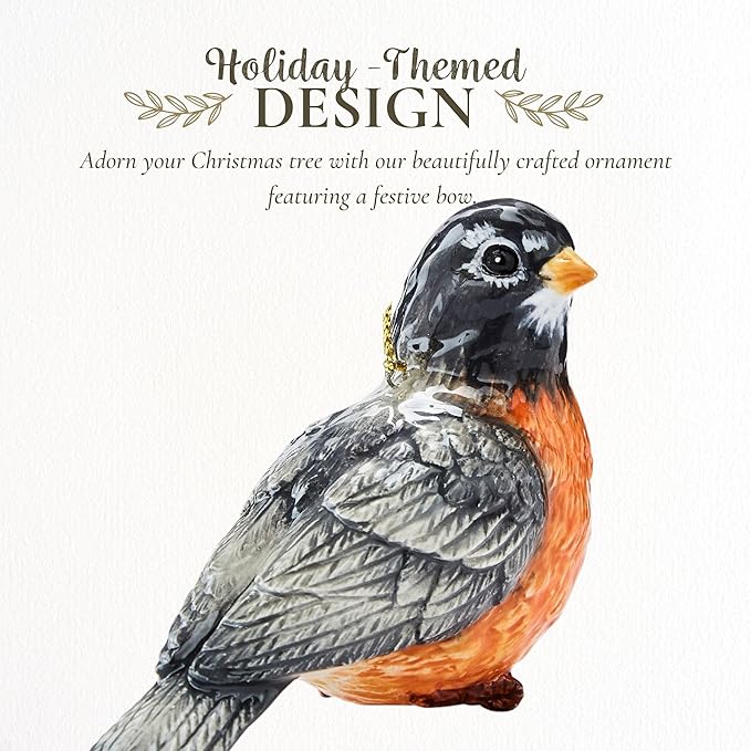 Spode Christmas Tree Robin Bird Ornament - Festive Holiday Decoration, Novelty Bauble Seasonal Essential - Ideal Holiday Keepsake for Christmas - Ornament for Home Decoration