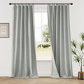 KangBang Gray Blackout Curtains 96 Inches Long, Extra Long Linen Woven Textured Modern Linen Drapes for Living Room Offices, 4-Way Hanging &Light Blocking(2 Panel Sets,52x96 Inch)
