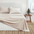 Great Bay Home Flannel Sheet Set King Size - 100% Turkish Cotton, Double-Brushed, Winter Floral Bed Sheets - Ultra-Soft, Cozy, 4-Piece Bedding Set (Frosty Petals)