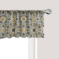Ambesonne Turkish Pattern Window Valance, Flowers in and Traditional Style, Curtain Valance for Kitchen Bedroom Decor with Rod Pocket, 42" x 12", Earth Yellow Slate Blue