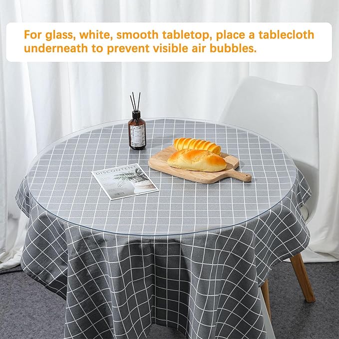 Easy Easy Life 16 Inch Clear Round Table Cover Protector 1.5mm Thick Table Protector for Dining Room Waterproof Plastic PVC Vinyl Tablecloth Cover Circle Tabletop Protective Pad for Furnture Surface