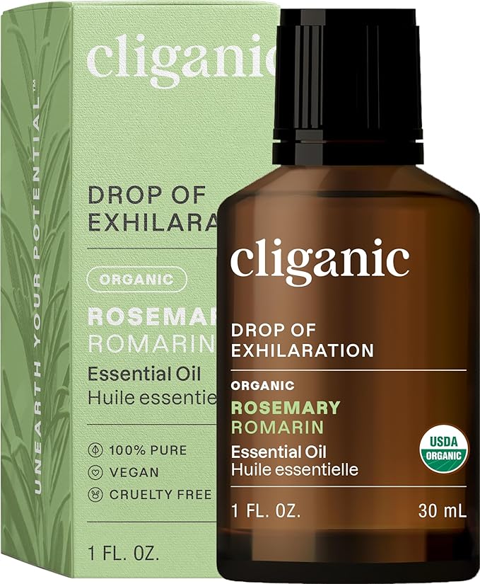 Cliganic Organic Rosemary Essential Oil, 1oz - 100% Pure Natural Undiluted, for Aromatherapy | Non-GMO Verified (Packaging May Vary)