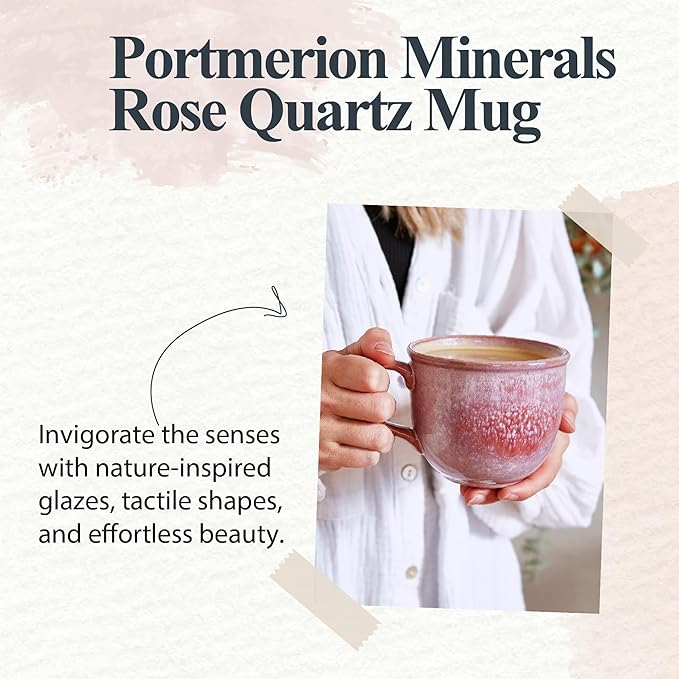 Portmeirion 12oz Minerals Mug, Rose Quartz (Set of 4) - Stoneware Coffee Cup with Reactive Glaze, Durable & Stylish Ceramic Mug - Microwave, Dishwasher, Oven Safe - Earthy Design for Cafe & Home