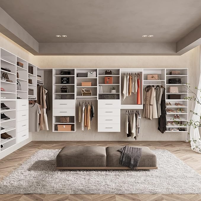 ROOMTEC 22.5" Tall Hanging Closet Unit, Modular Closet System with Hanging Rod, Wardrobe Organizer for Bedroom or Walk-in Closet, Wall Mounted, Customizable Clothes Storage Unit, White