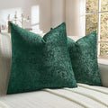 FUTEI Dark Green Flannel Throw Pillow Covers 18x18 Inch Set of 2,Soft Dimensional Textured Cushion Cases,Modern Home Decor for Couch Living Room