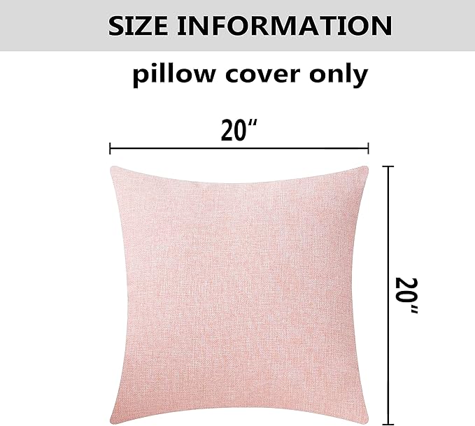 Home Brilliant Pillow Covers Decorative Pink Throw Pillow Covers Linen Throw Pillows for Couch Sofa Bed Bedroom Girl Room Decoration, 20x20 inch(50cm), Set of 2, Baby Pink