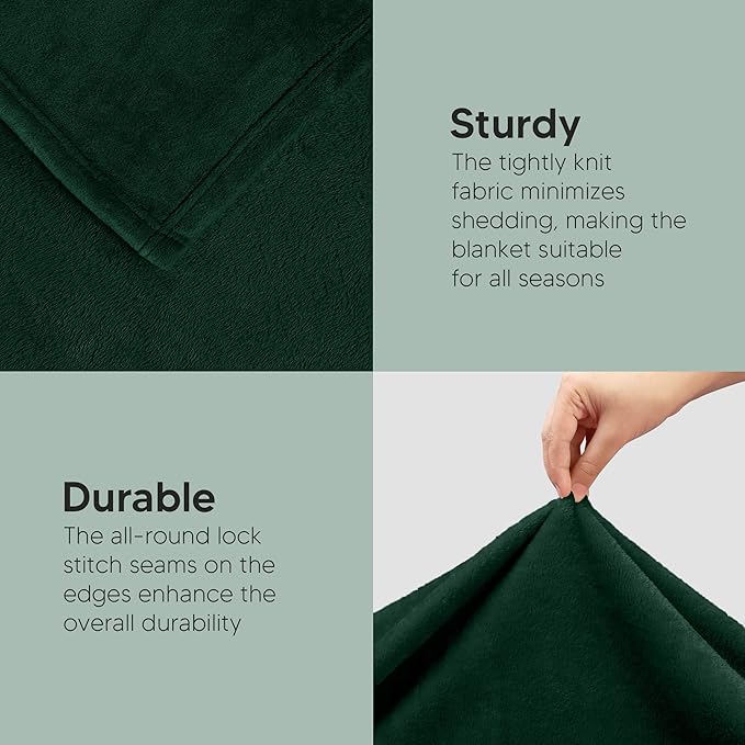 Utopia Bedding Fleece Blanket King Size Forest Green 300GSM Luxury Anti-Static Fuzzy Soft Microfiber Bed Blanket (90x102 Inch)