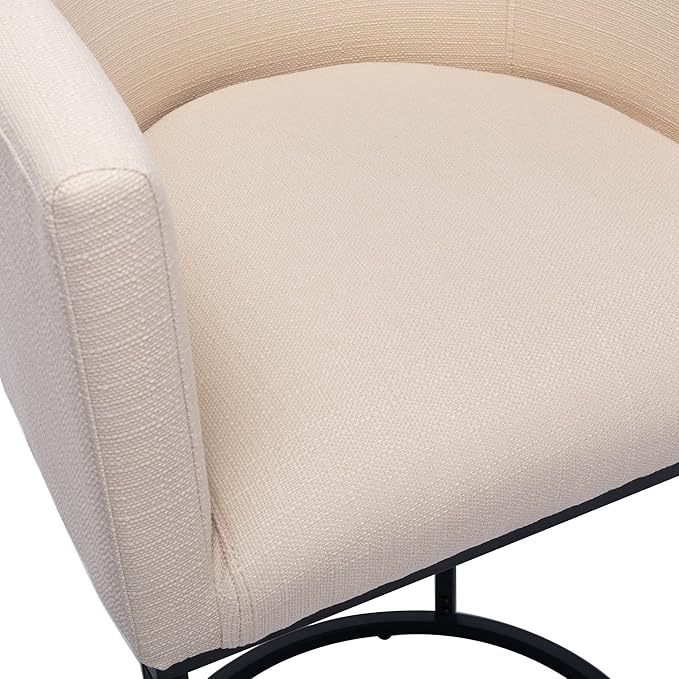 Modern Counter Height Linen Upholstered Bar Stools Set of 4, 29" Kitchen Counter Island Stools Bar Chairs with Black Metal Frame for Kitchen Island, Cream