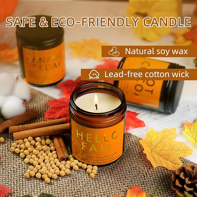 Fall Scented Candles Maple Latte 7oz – Sweet Maple Syrup & Creamy Coffee Soy Wax Candle for Cozy Autumn Home Décor, Perfect Fall Gift for Coffee Lovers, 50 Hour Long Burn