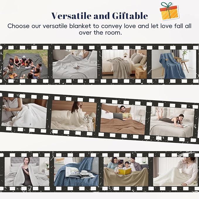 PHF 100% Cotton Waffle Weave Blanket Twin Size for Bed, Soft Lightweight & Breathable, All-Season Comfort, Luxury Aesthetic Woven Bedding for Home Decor, 66"x90", Canyon Clay