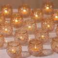 DARJEN 48Pcs Gold Votive Candle Holders - Round Glss Candle Holders Bulk for Table Centerpiece, Tea Lights for Wedding Shower, Party & Home
