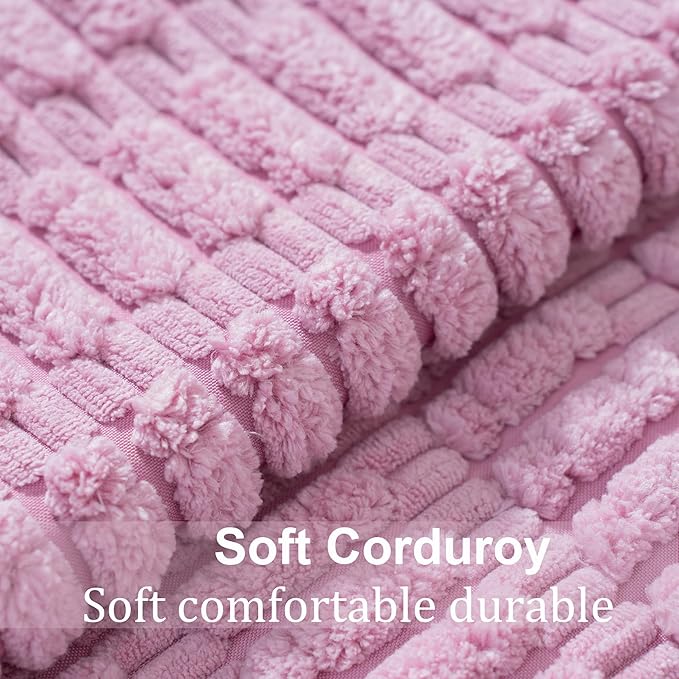 Blush Pink Throw Pillow Covers 20x20 Inch Set of 2, Corduroy Decorative Striped Spring Couch Pillow Covers Soft Boho Valentine's Day Modern Home Decor for Sofa Living Room Bed