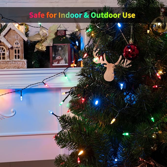 Brightown Christmas Lights 4 Pack 50 LEDs Battery Powered String Lights with Green Wire for Holiday Decorations, Tree Lights, Party, Xmas, Easter, Wedding, Patio, Home Decor, Indoor and Outdoor Use