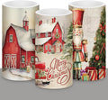 Retisee 3 Pcs Retro Rustic Christmas Flameless Candles with Remote Vintage Christmas Battery Operated LED Candle Retro Nostalgic Xmas Decor for Rustic Xmas Holiday Dining Table Bedroom Living Room