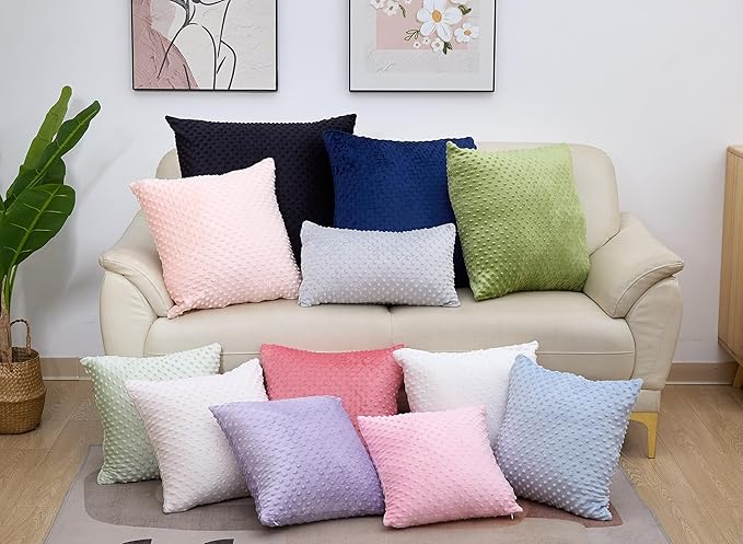 2 Packs Throw Pillow Covers, Neutral Decorative Couch Pillow Cover for Living Room Bed Sofa Rustic Farmhouse Boho Home Decor, Soft Plush Cushion Case Slipcover (Light Pink, 12"x 20")