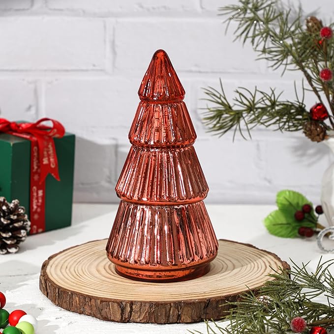 Christmas Tree Scented Candle, Tower Shaped Mercury Xmas Tree Candle, Winter Holiday Christmas Table Decorations, Orange Tree Candle, 8oz