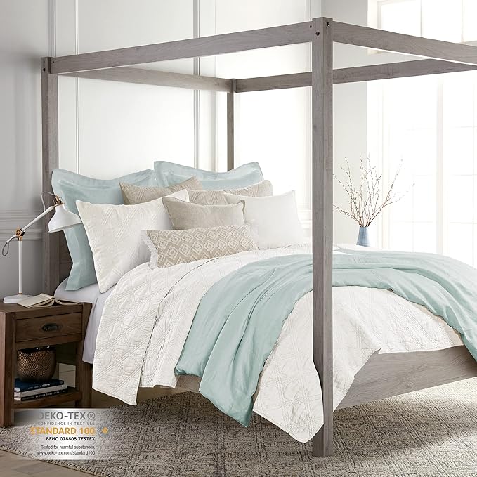 Levtex Home - 100% Linen Front/100% Cotton Back - Full/Queen Quilt - Washed Linen - Cream - Quilt Size (88 x 92in.)
