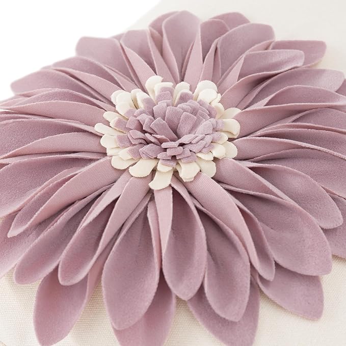 JWH Decorative Flower Throw Pillow Covers 3D Sunflower Pillow Case Velvet Floral Cushion Creamy White Pillowcase for Bed Living Room Couch Chair Decor 18x18 Inches Dusty Pink