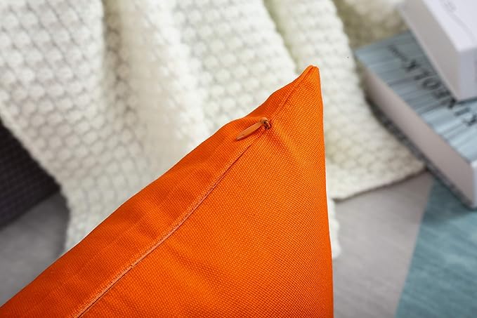 TangDepot Handmade Decorative Solid 100% Cotton Canvas Throw Pillow Covers/Pillow Shams, (26"x26", Orange)